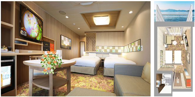 Suite room with balcony, bath and toilet