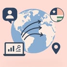 A simple and modern illustration representing support for companies expanding into overseas markets.