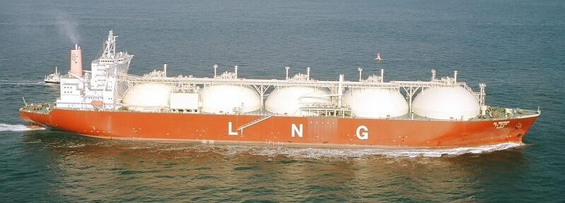 LNG, heated by seawater to become an energy source for regasification itself