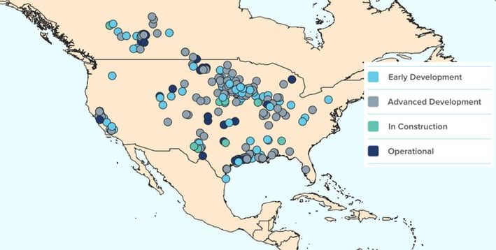 Map of CCS Project Distribution in the United States