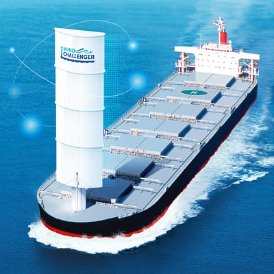 Wind Challenger with stretchable sails installed on a bulker (to come into service in 2022)