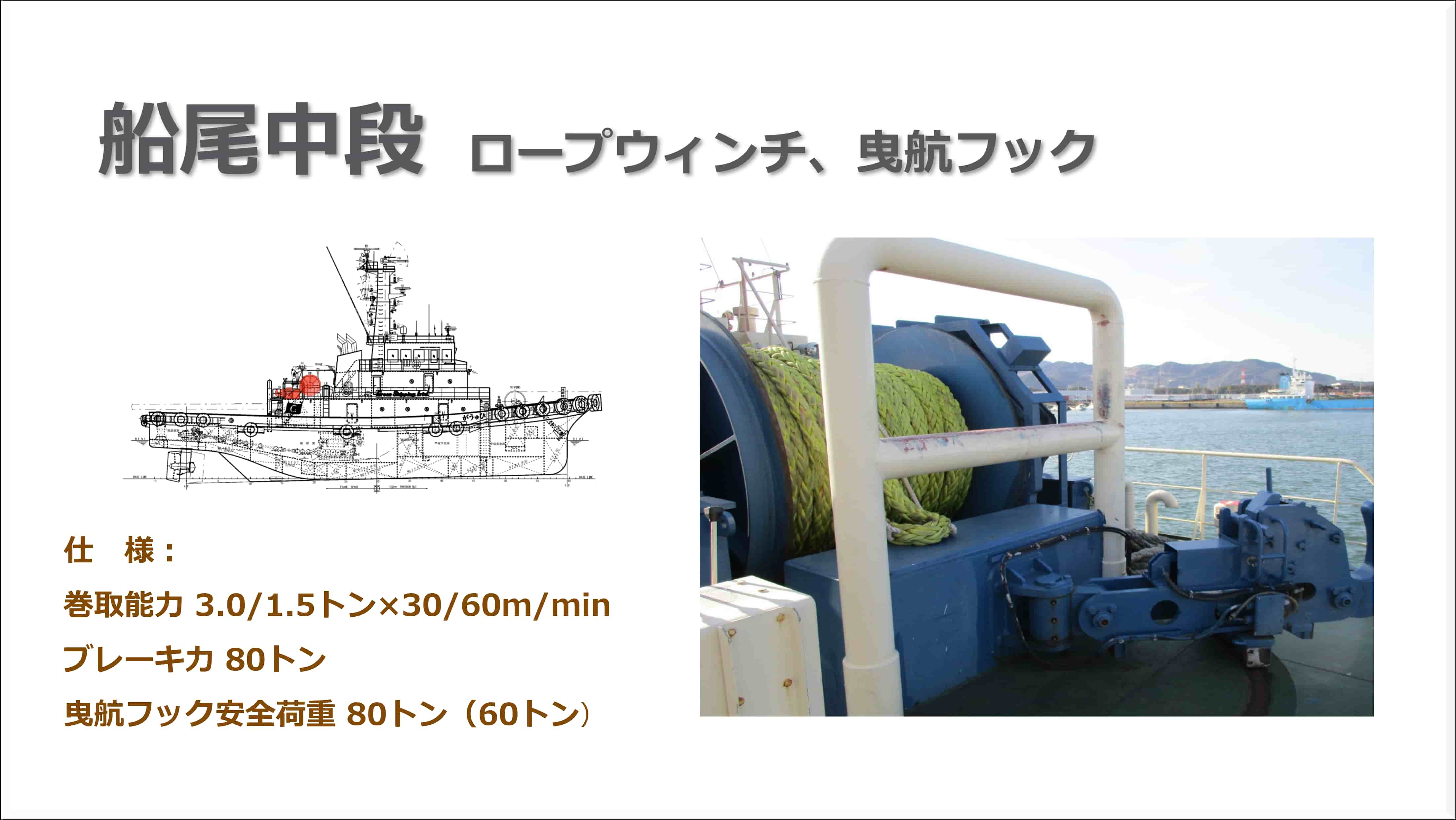 タグボートの曳航関連装置について(船尾中段)