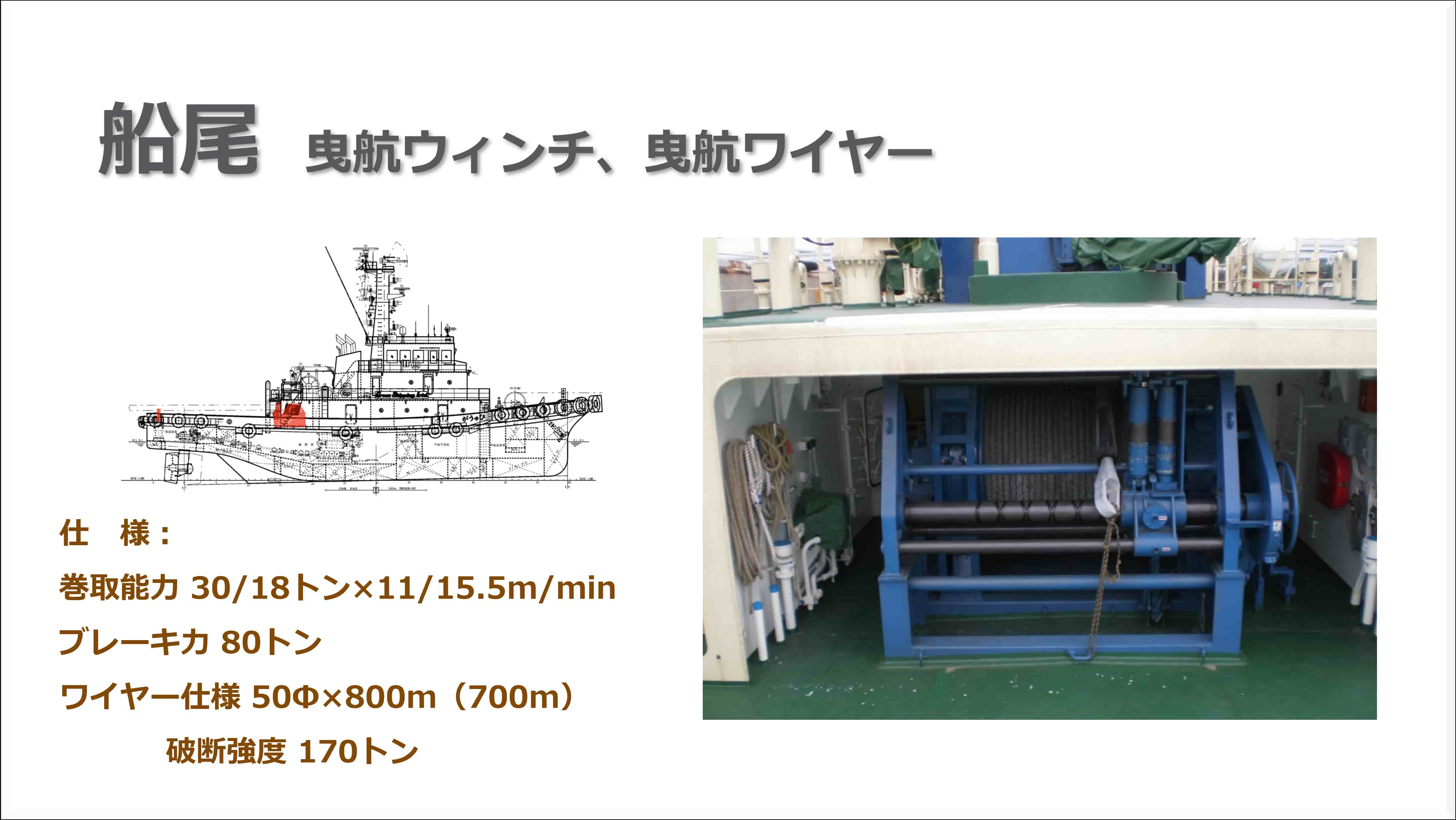 タグボートの曳航関連装置について(船尾)