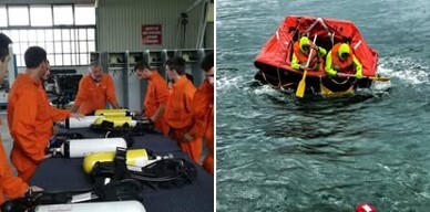 (LEFT)Firefighter Protective Equipment Handling Training, (RIGHT)STCW Training (Survival Training)